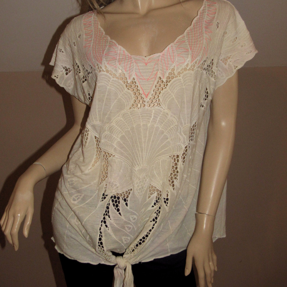 FREE PEOPLE BOHO BLOUSE TOP SHIRT SZ MEDIUM M ( NWOT )